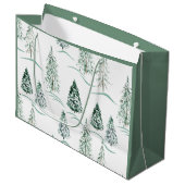 Waterverf kerstbomen. Winterbos. Groot Cadeauzakje (Voorkant Gekanteld)