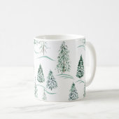 Waterverf kerstbomen. Winterbos. Koffiemok (Voorkant rechts)