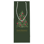 Waterverf kerstboom aangepaste familienaam wijn cadeautas (Achterkant)