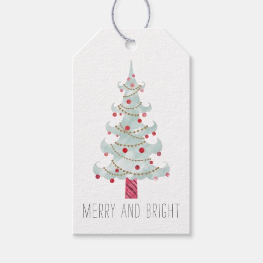 Waterverf kerstboom cadeaulabel (Voorkant)