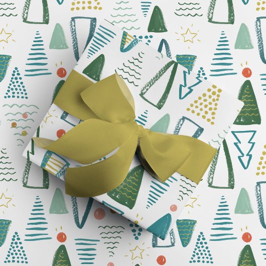 Waterverf kerstboom cadeaupapier