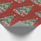 Waterverf kerstboom cadeaupapier (Hoek)