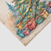 Waterverf Kerstboom & Cadeaus Vrolijk Kerstfeest Tissuepapier (Detail)