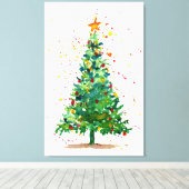 Waterverf kerstboom canvas afdruk (Insitu (Houten vloer))