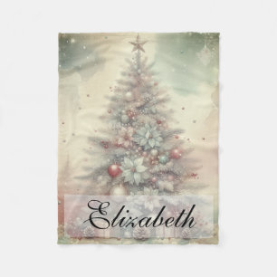  Waterverf kerstboom en Ornamenten Fleece Deken