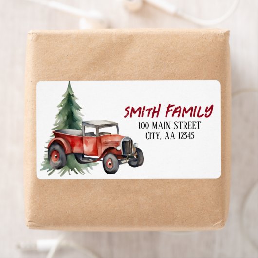 Waterverf Kerstboom en Vrachtwagen Etiket (Insitu)