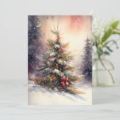 Waterverf kerstboom feestdagenkaart (Staand voorkant)
