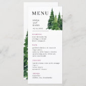 Waterverf kerstboom feestelijke bruiloft menu (Voorkant / Achterkant)