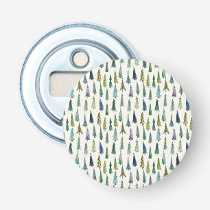 Waterverf kerstboom geïllustreerd patroon button flesopener