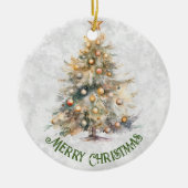 Waterverf kerstboom keramisch ornament (Voorkant)