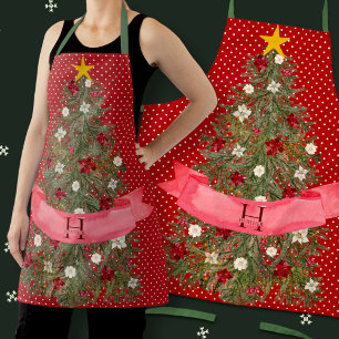 Waterverf kerstboom met aangepaste monogram rode S Schort