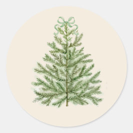 Waterverf kerstboom met groene boog ronde sticker