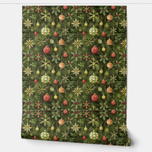 Waterverf kerstboom ornament behang