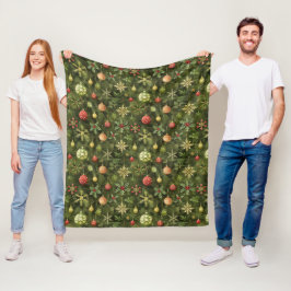 Waterverf kerstboom ornament fleece deken