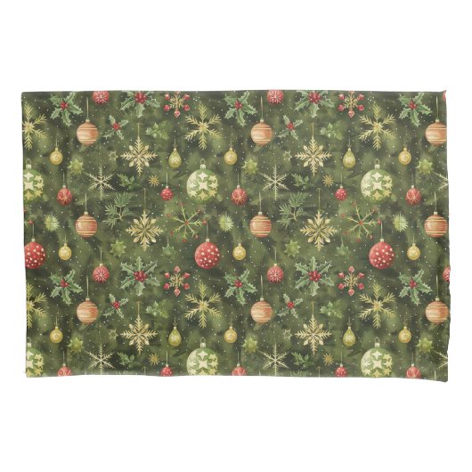 Waterverf kerstboom ornament kussensloop (Voorkant)