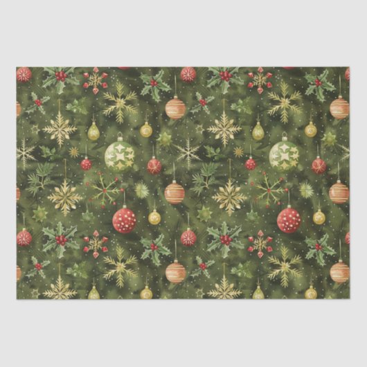 Waterverf kerstboom ornament tissuepapier (Voorkant)