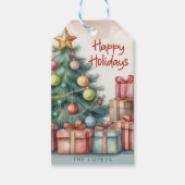  Waterverf kerstboom Ornamenten Cadeaulabel (Voorkant)