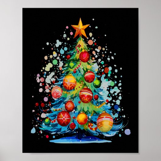 Waterverf kerstboom poster (Voorkant)