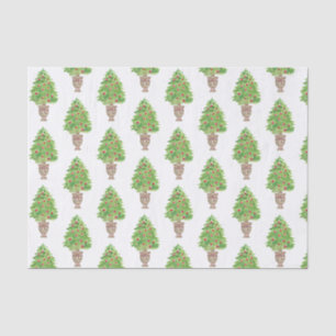 Waterverf Kerstboom Topiary Tissuepapier