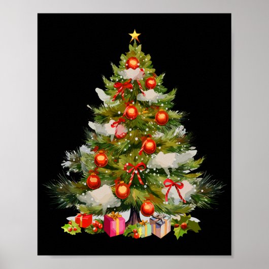 Waterverf kerstboom, vakantie decor poster (Voorkant)