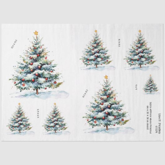 Waterverf Kerstboom w / Shining Star Tissuepapier (Voorkant)