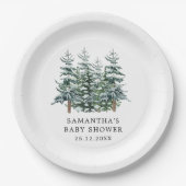 Waterverf Kerstboom Winter Baby shower Papieren Bordje (Voorkant)