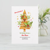 Waterverf kerstboomaankondiging aankondiging (Staand voorkant)