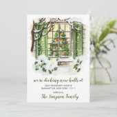 Waterverf kerstboomaankondiging aankondiging (Staand voorkant)