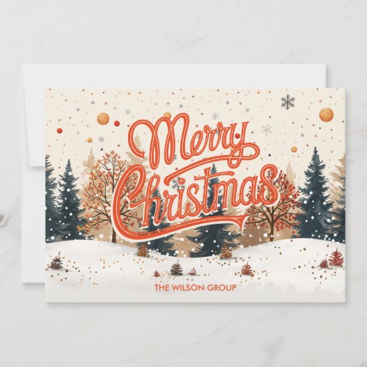Waterverf kerstboombosbedrijf feestdagenkaart (Voorkant)