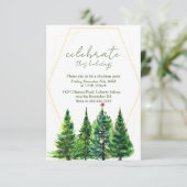 Waterverf kerstboomfeest uitnodiging (Staand voorkant)