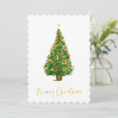 Waterverf kerstboomhandgeschreven script feestdagenkaart (Staand voorkant)