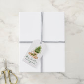 Waterverf kerstboomkalligrafie inkt script cadeaulabel (Met Touw)