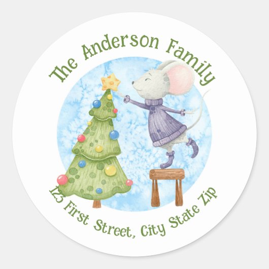 Waterverf kerstboomluis ronde sticker (Voorkant)