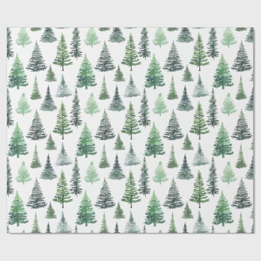 Waterverf kerstboompatroon cadeaupapier (Vlak)