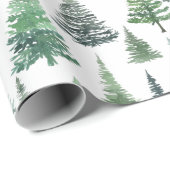 Waterverf kerstboompatroon cadeaupapier (Rol Hoek)