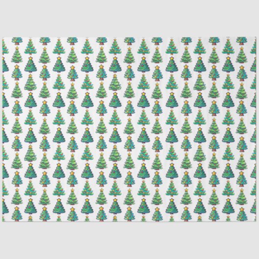 Waterverf Kerstboompatroon, Kerstmis Tissuepapier (Voorkant)