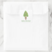 Waterverf kerstboomstructuur Topiary Gift Vierkante Sticker (Tas)