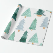 Waterverf kerstboomwerkpapier cadeaupapier (Uitgerold)