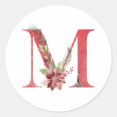 Waterverf kerstbrief M Ronde Sticker (Voorkant)
