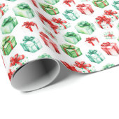 Waterverf kerstcadeau Cadeau thema Cadeaupapier (Rol Hoek)