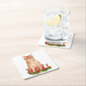 Waterverf kerstcadeaus vierkante kartonnen onderzetter (Insitu)