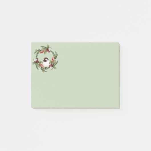 Waterverf kerstcichorei Bird Holly Wreate Post-it® Notes (Voorkant)