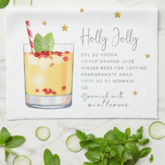 Waterverf Kerstcocktail Holly Jolly Recept Theedoek