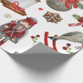 Waterverf kerstdecoratiepatroon cadeaupapier (Hoek)