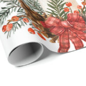 Waterverf kerstdecoratiepatroon cadeaupapier (Rol Hoek)