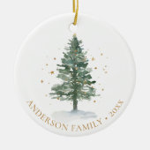 Waterverf kerstdennenboom foto keramisch ornament (Voorkant)