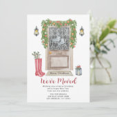 Waterverf kerstdeur Verplaatsingsaankondiging Aankondiging (Staand voorkant)