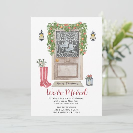 Waterverf kerstdeur Verplaatsingsaankondiging Aankondiging (Staand voorkant)