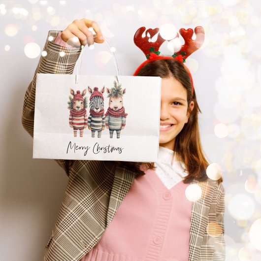 Waterverf kerstdieren Groot Cadeauzakje