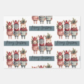 Waterverf kerstdieren Inpakpapier Vel (Voorkant 2)